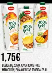 Oferta de Juver - Bebida De Zumo 100% Free, Melocoton, Pina O Frutas Tropicales por 1,75€ en Claudio