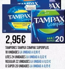 Oferta de Tampax - Tampones Compak Superplus por 2,95€ en Claudio