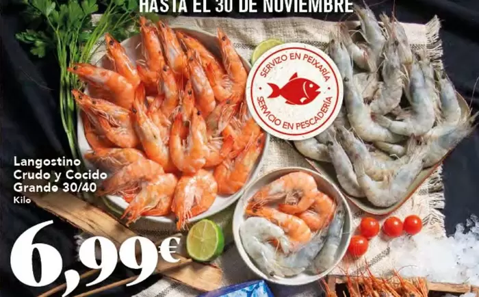 Oferta de Langostino Crudo Grande por 6,99€ en Gadis