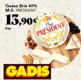 Oferta de Président - Queso Brie 60% M.G. por 13,9€ en Gadis