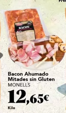 Oferta de Monells - Bacon Ahumado Mitades Sin Gluten por 12,65€ en Gadis