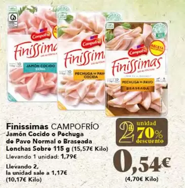 Oferta de Campofrío - Finissimas por 1,79€ en Gadis