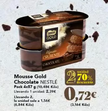 Oferta de Nestlé - Mousse Gold Chocolate por 2,39€ en Gadis