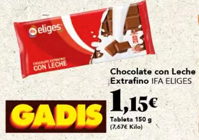 Oferta de Ifa Eliges - Chocolate Con Leche Extrafino por 1,15€ en Gadis