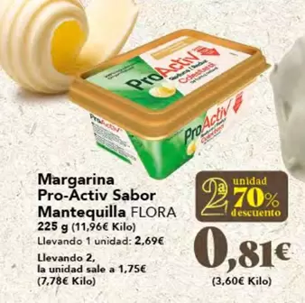 Oferta de Flora - Margarina Pro-activ Sabor Mantequilla por 2,69€ en Gadis