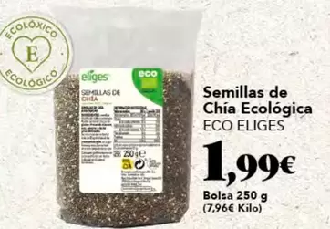 Oferta de Eliges - Semillas De Chia Ecologica por 1,99€ en Gadis