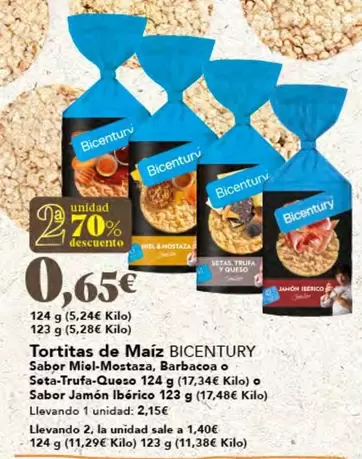 Oferta de Bicentury - Tortitas De Maiz por 1,4€ en Gadis