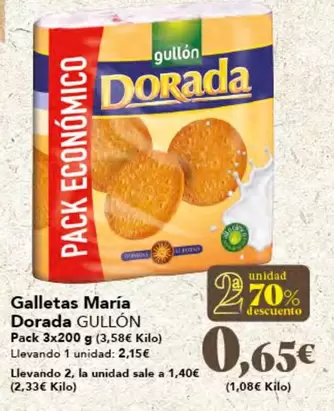 Oferta de Gullón - Galletas Maria Dorada por 0,65€ en Gadis