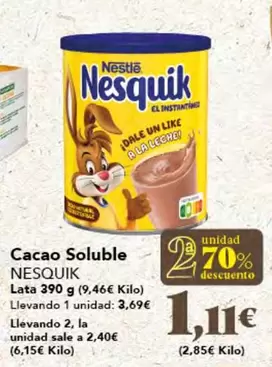 Oferta de Nestlé - Cacao Soluble por 3,69€ en Gadis