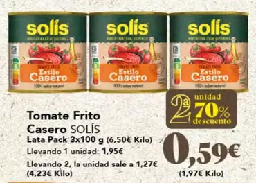 Oferta de Solís - Tomate Frito Casero por 1,95€ en Gadis