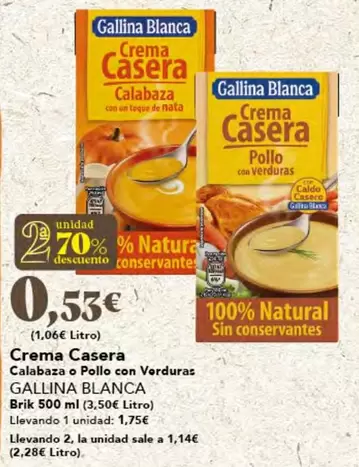 Oferta de Gallina Blanca - Crema Casera por 1,75€ en Gadis