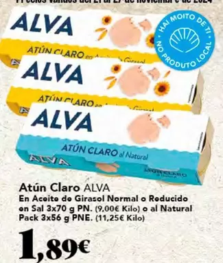 Oferta de Claro - Atún  En Aceite De Girasol Normal O Roducido On Sal por 1,89€ en Gadis