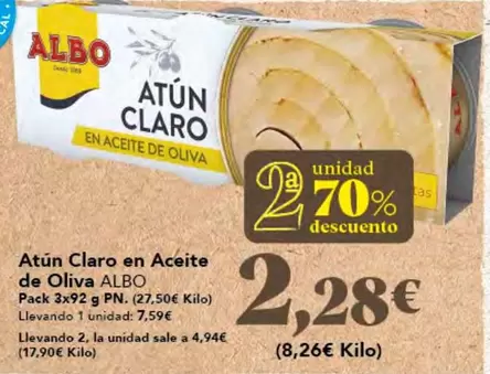 Oferta de Albo - Atun Claro En Aceite De Oliva por 7,59€ en Gadis