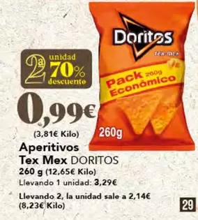 Oferta de Doritos - Aperitivos Tex Mex por 3,29€ en Gadis