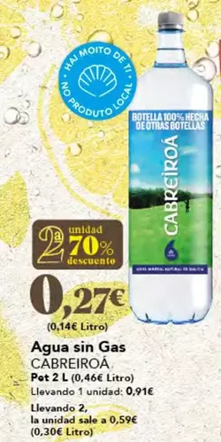 Oferta de Cabreiroa - Agua Sin Gas por 0,91€ en Gadis