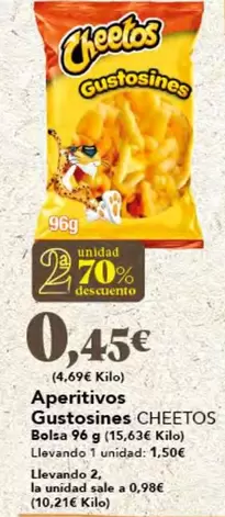 Oferta de Cheetos - Aperitivos Gustosines por 0,45€ en Gadis