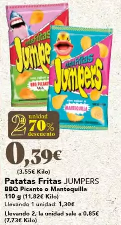 Oferta de Jumpers - Patatas Fritas Bbq Picante O Mantequilla por 1,3€ en Gadis