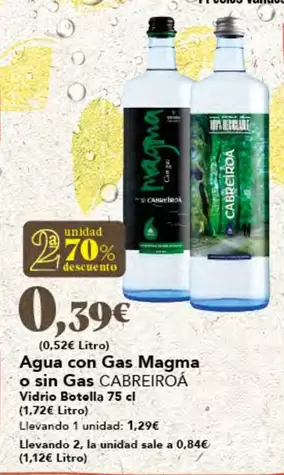 Oferta de Cabreiroa - Agua Con Gas por 1,29€ en Gadis