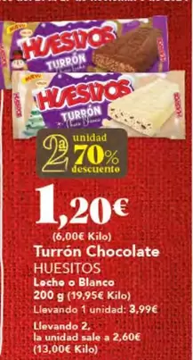 Oferta de Huesitos - Turron Chocolate por 1,2€ en Gadis