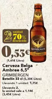 Oferta de Grimbergen - Cerveza Belga Ambree 6.5 por 1,75€ en Gadis