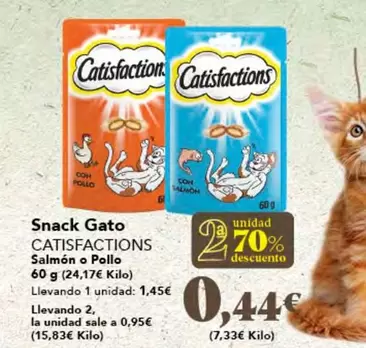 Oferta de Catisfactions - Snack Gato por 1,45€ en Gadis