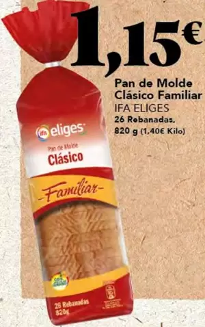 Oferta de Ifa Eliges - Pan De Molde Clasico Familiar por 1,15€ en Gadis