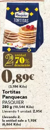 Oferta de Pasquier - Tortitas Panquecas por 0,89€ en Gadis