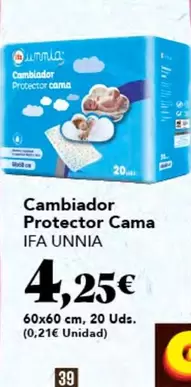 Oferta de Ifa unnia - Cambiador Protector Cama por 4,25€ en Gadis