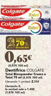 Oferta de Colgate - Dentífrico por 0,65€ en Gadis