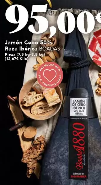 Oferta de Boadas - Jamón Cebo 50% Raza Ibérica por 95€ en Gadis