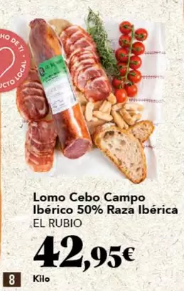 Oferta de Rubio - Lomo Cebo Campo Ibérico 50% Raza Ibérica por 42,95€ en Gadis