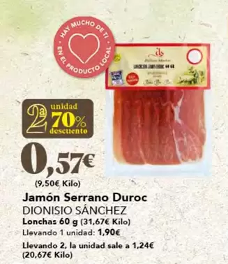 Oferta de Serrano - Jamon  Duroc por 1,9€ en Gadis