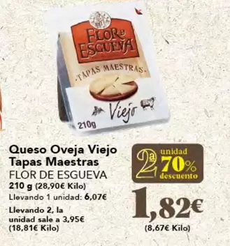 Oferta de Flor de Esgueva - Queso Oveja Viejo Tapas Maestras por 1,82€ en Gadis