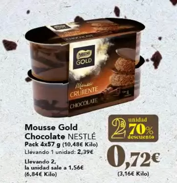 Oferta de Nestlé - Mousse Gold Chocolate por 2,39€ en Gadis