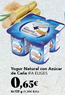 Oferta de Ifa Eliges - Yogur Natural Con Azucar De Caña por 0,65€ en Gadis