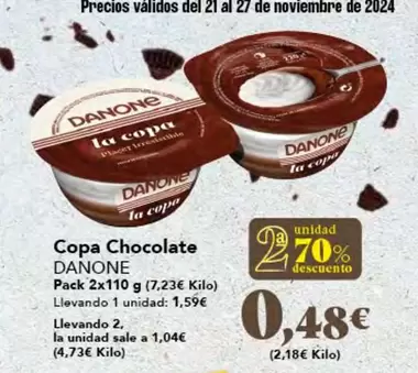 Oferta de Danone - Copa Chocolate por 1,59€ en Gadis