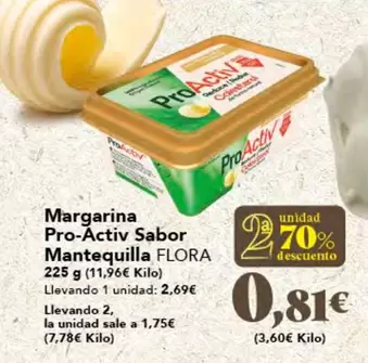 Oferta de Flora - Margarina Pro-activ Sabor Mantequilla por 2,69€ en Gadis