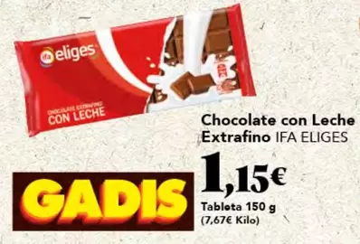 Oferta de Ifa Eliges - Chocolate Con Leche Extrafino por 1,15€ en Gadis