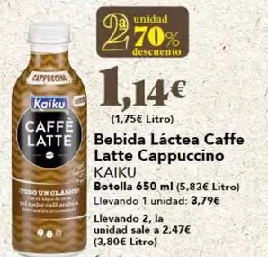 Oferta de Kaiku - Bebida Lactea Caffe Latte Cappuccino por 3,79€ en Gadis