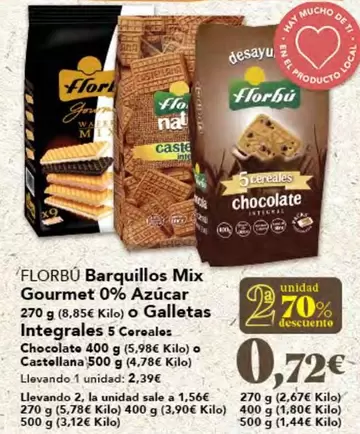 Oferta de Florbu - Barquillos Mix Gourmet 0% Azúcar por 2,39€ en Gadis