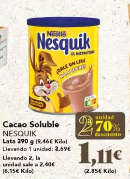 Oferta de Nesquik - Cacao Soluble por 3,69€ en Gadis