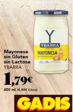 Oferta de Ybarra - Mayonesa Sin Gluten Sin Lactosa por 1,79€ en Gadis