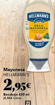 Oferta de Hellmann's - Mayonesa por 2,95€ en Gadis