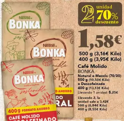 Oferta de Bonka - Café Molido por 1,58€ en Gadis