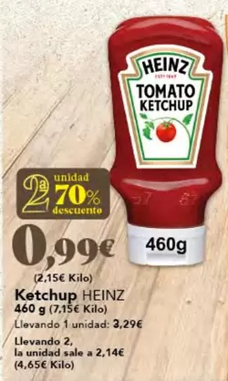 Oferta de Heinz - Ketchup por 3,29€ en Gadis