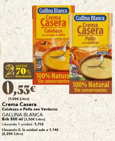 Oferta de Gallina Blanca - Crema Casera por 1,75€ en Gadis