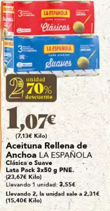 Oferta de La Española - Aceituna Rellena De Anchoa por 3,55€ en Gadis