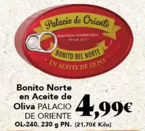 Oferta de Palacio de Oriente - Bonito Norte En Aceite De Oliva por 4,99€ en Gadis