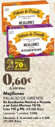 Oferta de Palacio de Oriente - Mejillones por 0,6€ en Gadis