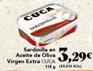 Oferta de Cuca - Sardinilla En Aceite De Oliva Virgen Extra por 3,29€ en Gadis